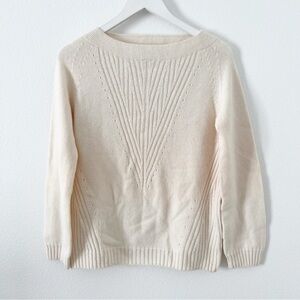 M Patmos Cream Merino Wool Boatneck Sweater Size Small S